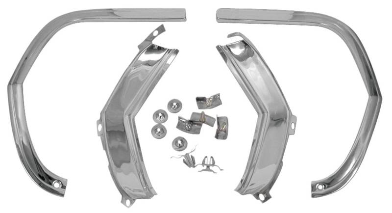 Pair Dynacorn Headlight Eyebrow Grille Trim Moldings W/ Clips – For 1964 Chevy Impala (Left & Right, M1724B)