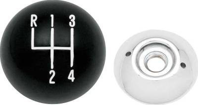 SHIFT KNOB - BLACK & CHROME 4 SPEED SHIFT BALL FOR HURST SHIFTERS WITH A 3/8" THREAD