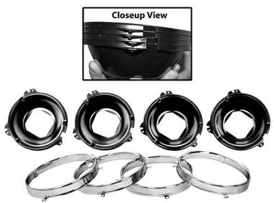 Custom Autosound - HEADLIGHT MOUNTING BUCKETS WITH CHROME RINGS