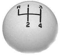 SHIFT KNOB - WHITE  4-SPEED   3/8 inch