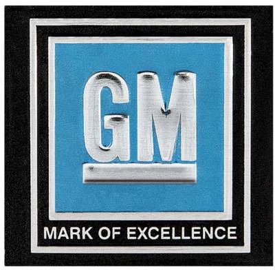 SEAT BELT BUCKLE EMBLEM - GM MARK OF EXCELLENCE - BLUE