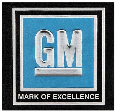 SEAT BELT BUCKLE EMBLEM - GM MARK OF EXCELLENCE - BLUE