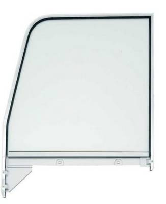 DOOR WINDOW GLASS ASSEMBLY WITH BLACK FRAME AND CLEAR GLASS (LEFT)