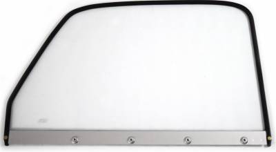 DOOR WINDOW GLASS ASSEMBLY WITH BLACK FRAME AND CLEAR GLASS (LEFT)