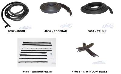WEATHER STRIP KIT - 5 PC W/OEM FUZZIES