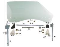 1968-69 CAMARO DOOR GLASS MOUNTING DIAGRAM WITH PART NUMBERS