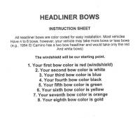 HEADLINER BOWS INSTRUCTION SHEET